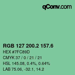 カラーコード: RGB 127 200.2 157.6 | qconv.com