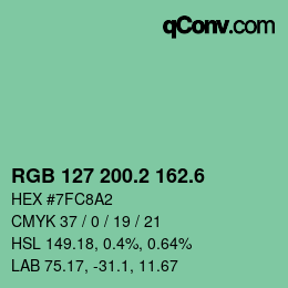 カラーコード: RGB 127 200.2 162.6 | qconv.com
