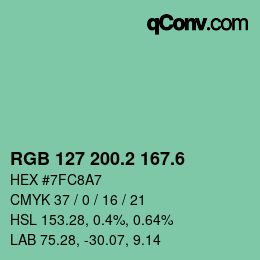 カラーコード: RGB 127 200.2 167.6 | qconv.com