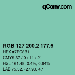 カラーコード: RGB 127 200.2 177.6 | qconv.com
