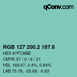 カラーコード: RGB 127 200.2 187.6 | qconv.com