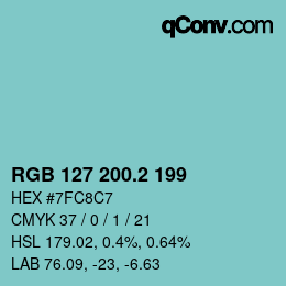 カラーコード: RGB 127 200.2 199 | qconv.com