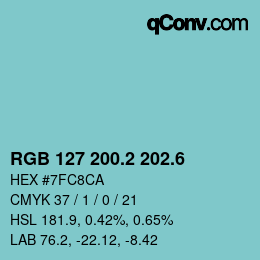 カラーコード: RGB 127 200.2 202.6 | qconv.com