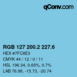 カラーコード: RGB 127 200.2 227.6 | qconv.com