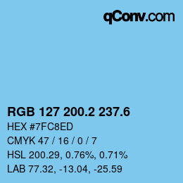 カラーコード: RGB 127 200.2 237.6 | qconv.com