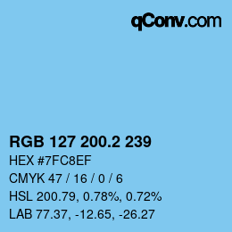 カラーコード: RGB 127 200.2 239 | qconv.com
