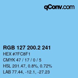 カラーコード: RGB 127 200.2 241 | qconv.com