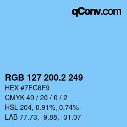 カラーコード: RGB 127 200.2 249 | qconv.com