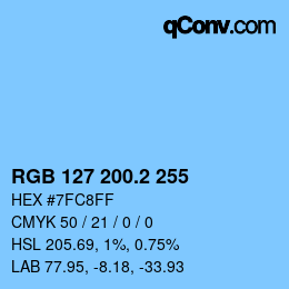 カラーコード: RGB 127 200.2 255 | qconv.com