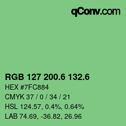 カラーコード: RGB 127 200.6 132.6 | qconv.com
