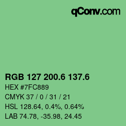 カラーコード: RGB 127 200.6 137.6 | qconv.com