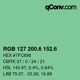 カラーコード: RGB 127 200.6 152.6 | qconv.com