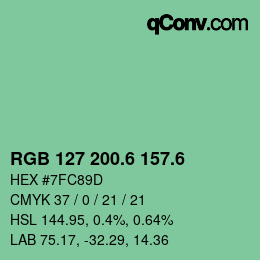 カラーコード: RGB 127 200.6 157.6 | qconv.com