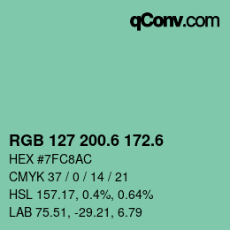 カラーコード: RGB 127 200.6 172.6 | qconv.com