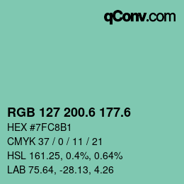 カラーコード: RGB 127 200.6 177.6 | qconv.com