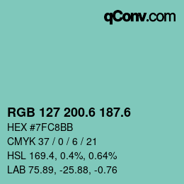 カラーコード: RGB 127 200.6 187.6 | qconv.com
