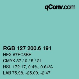 カラーコード: RGB 127 200.6 191 | qconv.com