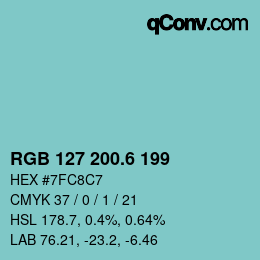 カラーコード: RGB 127 200.6 199 | qconv.com