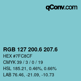 カラーコード: RGB 127 200.6 207.6 | qconv.com