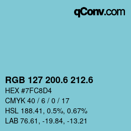 カラーコード: RGB 127 200.6 212.6 | qconv.com