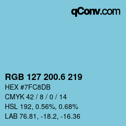 カラーコード: RGB 127 200.6 219 | qconv.com