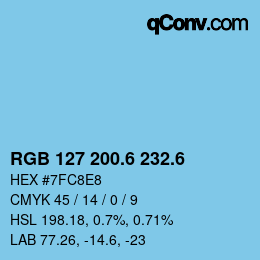 カラーコード: RGB 127 200.6 232.6 | qconv.com