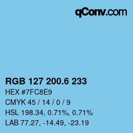 カラーコード: RGB 127 200.6 233 | qconv.com