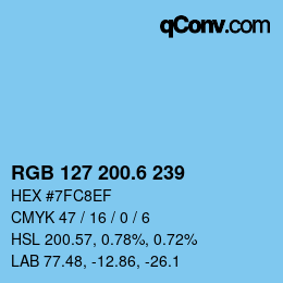 カラーコード: RGB 127 200.6 239 | qconv.com