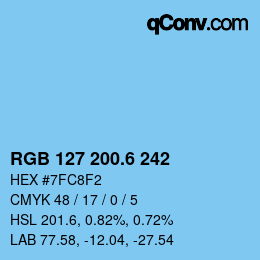 カラーコード: RGB 127 200.6 242 | qconv.com
