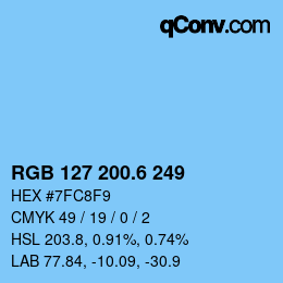 カラーコード: RGB 127 200.6 249 | qconv.com