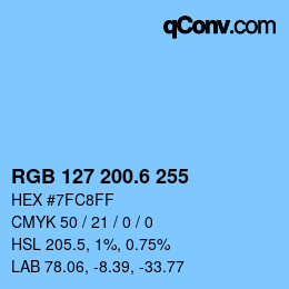 カラーコード: RGB 127 200.6 255 | qconv.com