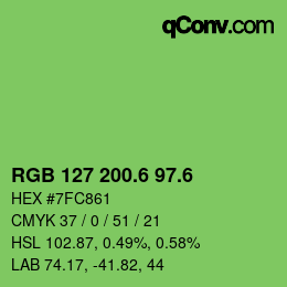 カラーコード: RGB 127 200.6 97.6 | qconv.com