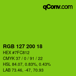 Code couleur: RGB 127 200 18 | qconv.com