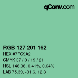 Color code: RGB 127 201 162 | qconv.com