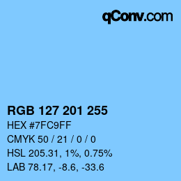 颜色代码: RGB 127 201 255 | qconv.com