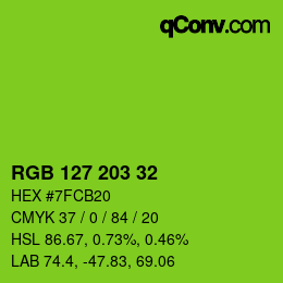 Color code: RGB 127 203 32 | qconv.com