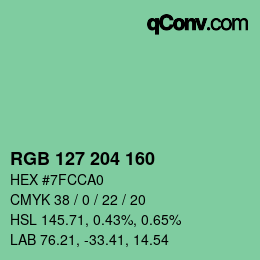 カラーコード: RGB 127 204 160 | qconv.com