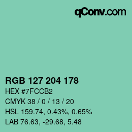 Color code: RGB 127 204 178 | qconv.com