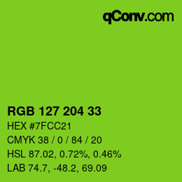 Color code: RGB 127 204 33 | qconv.com