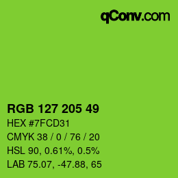 Color code: RGB 127 205 49 | qconv.com