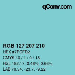 颜色代码: RGB 127 207 210 | qconv.com