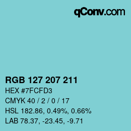 颜色代码: RGB 127 207 211 | qconv.com