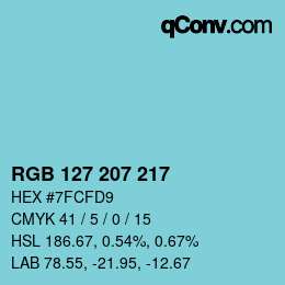 Color code: RGB 127 207 217 | qconv.com