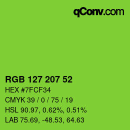 Color code: RGB 127 207 52 | qconv.com