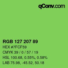 Color code: RGB 127 207 89 | qconv.com