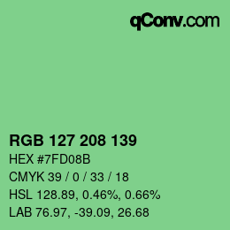 Color code: RGB 127 208 139 | qconv.com