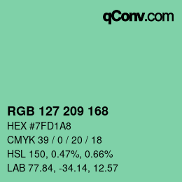 Color code: RGB 127 209 168 | qconv.com