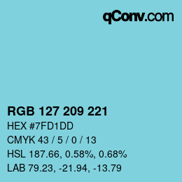 カラーコード: RGB 127 209 221 | qconv.com