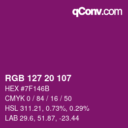 Color code: RGB 127 20 107 | qconv.com