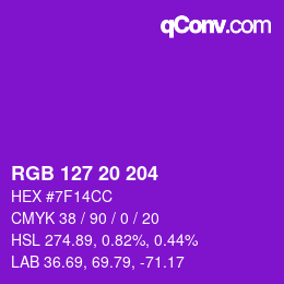 Color code: RGB 127 20 204 | qconv.com